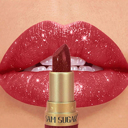 6 Colors Diamond Pearlescent Lipstick Glitter Shiny Metallic Lipstick Lip Tint Long Lasting Nude Shimmer Shiny Lip Gloss Makeup