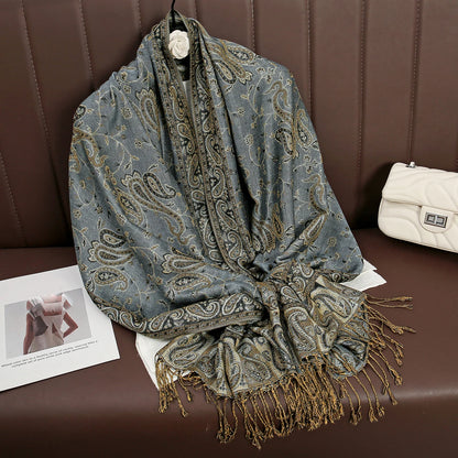 Luxury Brand Autumn Cashmere Pashmina Shawl Lady Wrap Warm Winter Scarves Design Print Female Foulard Cotton Stoles...