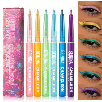 Shiny Chameleon Metallic Blue Eyeliner Gel Pen Eyeshadow Multicolor Eye Liner Pearlescent Polarized Glitter Eyes Pigment...