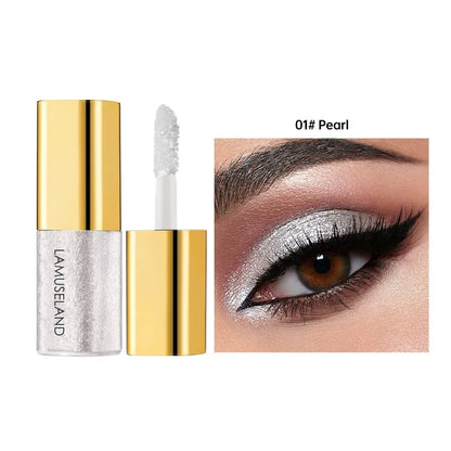8 Colors Pearlescent Liquid Eyeshadow Fine Shimmer Highlight Glitter Eye Shadow High Shine Long-Lasting & Smudge-Proof...