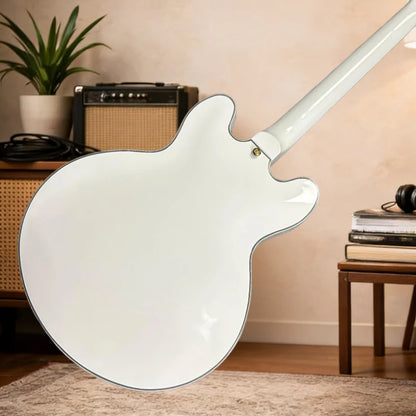 White 335 Electric Guitar Semi-hollow Body Double Output Rosewood Fingerboard Tune-O-Matic Bridge Free Shipping | Kimlud...
