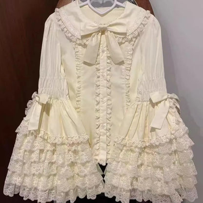 Lace Doll-Style Lolita Princess Sleeve Shirt, Long-Sleeved Versatile Top for Summer, Cute Lolita Inner Wear | Kimlud...