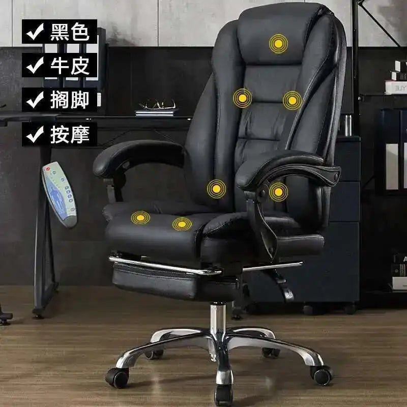 Executive Seat Office Chair Leather Study Wheels Modern Hand Relax Armchairs Library Fashion Cadeira Presidente Office Furniture - Kimlud