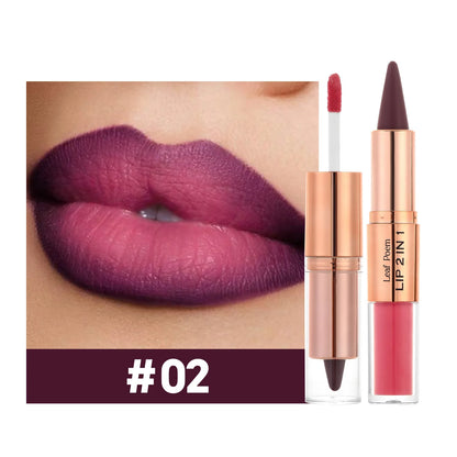 Sexy Red Black Lipstick Waterproof Lipliner Makeup Black Purple Rose Double Head Matte Lipgloss Tapered Lip Liner...
