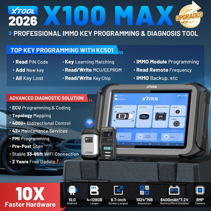 XTOOL X100 MAX Key Programming Tools Immobilizer Key Programmer Locksmiths Tool All Key Lost/Add Smart Key/Read PIN/Infrared Key - Kimlud