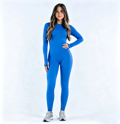 Sports Overall Bodysuit Women Seamless Jumpsuit Gym One-piece Suit Workout Outfits Backless Yoga Tights Long Sleeve Activewear - Kimlud