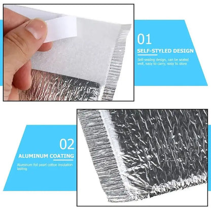 50Pcs/Pack Ice Cold Warm Aluminum Foil Bag Food Thermal Drink Storage Insulation Bag Delivery Carrier with Closure Cooler Bag