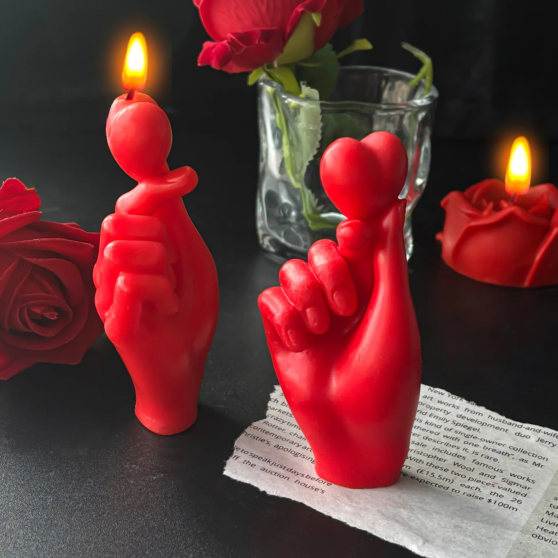 1pc 3D Heart Gesture Aromatherapy Candles DIY Scented Candles for Wedding Valentine'S Day Decoration Artistic Gift Set Coco