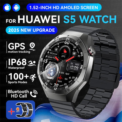 2025New GUHUAVMI GT5 Pro Smart Watch Men HD AMOLED Screen GPS Motion trajectory HeartRate Bluetooth Call 1.52" SmartWatch IP68