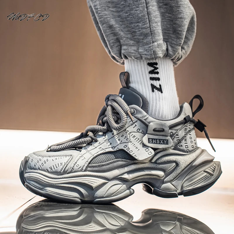 Chunky Sneakers Mens Designer Easy Matching Sport Shoes Fashion Casual Leather Fabric Breathable Height Increased Platform Shoes