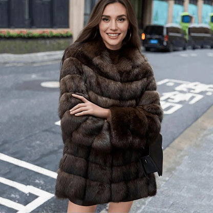 High Quality Fur Coat Imitation Mink Fur Women Fur Coat 2025 New Winter Thick Temperament Leisure Warm Hooded Women Fur Coat 627