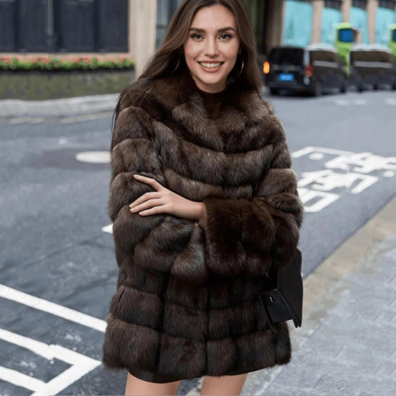 High Quality Fur Coat Imitation Mink Fur Women Fur Coat 2025 New Winter Thick Temperament Leisure Warm Hooded Women Fur Coat 627