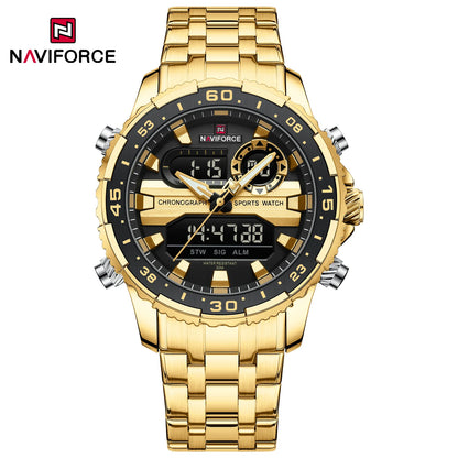 NAVIFORCE Fashion Brand Black Gold Men Watch Fashion Luxury Quartz Wrist Watches Sport Waterproof  Stainless Steel Strap NF9234