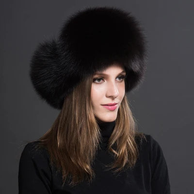Women Natural Raccoon Fur Caps Ushanka Hats for Winter Thick Warm Ears Fashion Bomber Pom Pom Hat Lady Real Fox Fur Cap Pompon