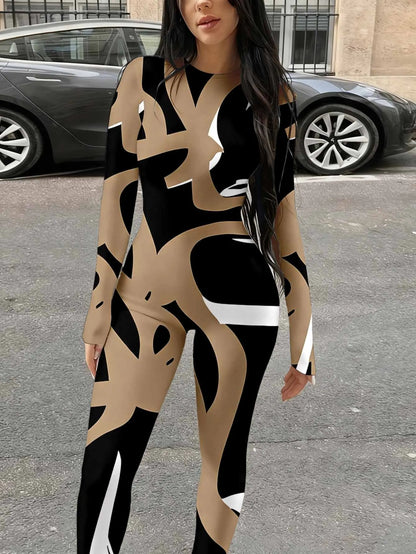 Slim fit long sleeved jumpsuit with elastic fabric that fits the body shape, suitable for commuting and casual wear - Kimlud