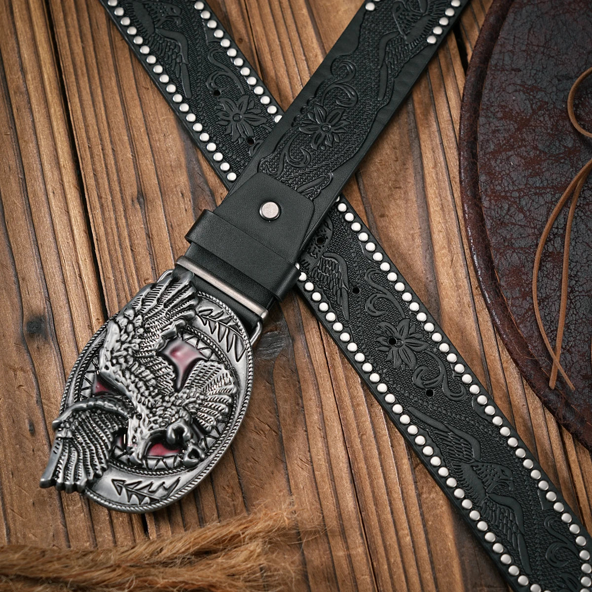 Men - Women - Western Denim - pu leather - Belt - Vintage jeans with needle buckle brown belt | Kimlud Mid Range Pants