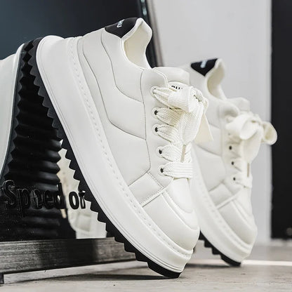 Chunky Sneaker Men Designer Board Shoes Fashion Casual Microfiber Leather Fabric Breathable Height Increased Flat Platform Shoes