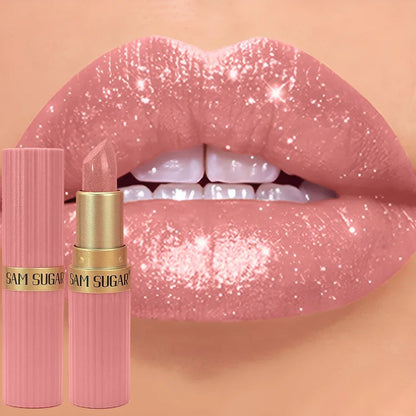Diamond Shiny Velvet Matte Lipstick Glitter Shimmer Pearlescent Sexy Red Lip Tint Non-Stick Lip Stick High Pigment Lips Cosmetic