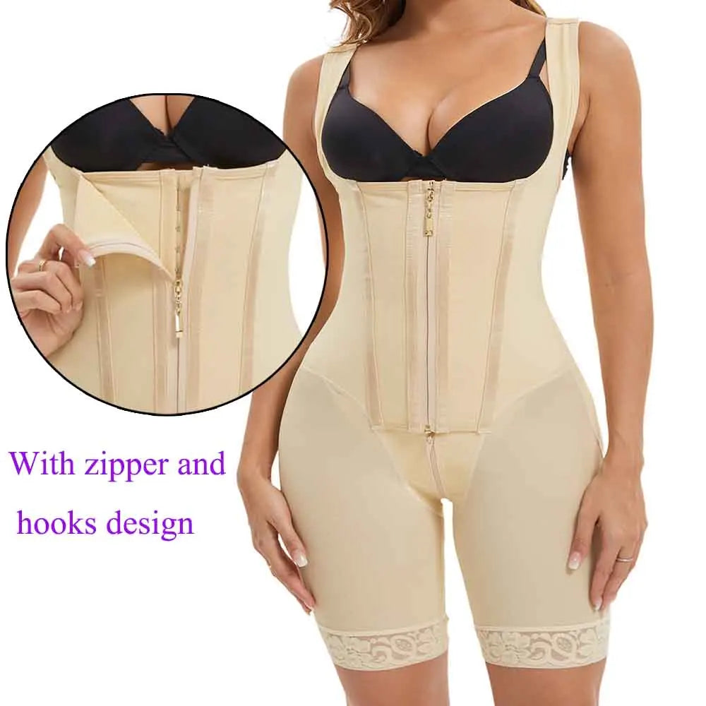 Women Full Body Shapewear Bodysuit for Abdomen Control High Compression Reducing and shaper girdles Zipper Crotch Shapewear Faja