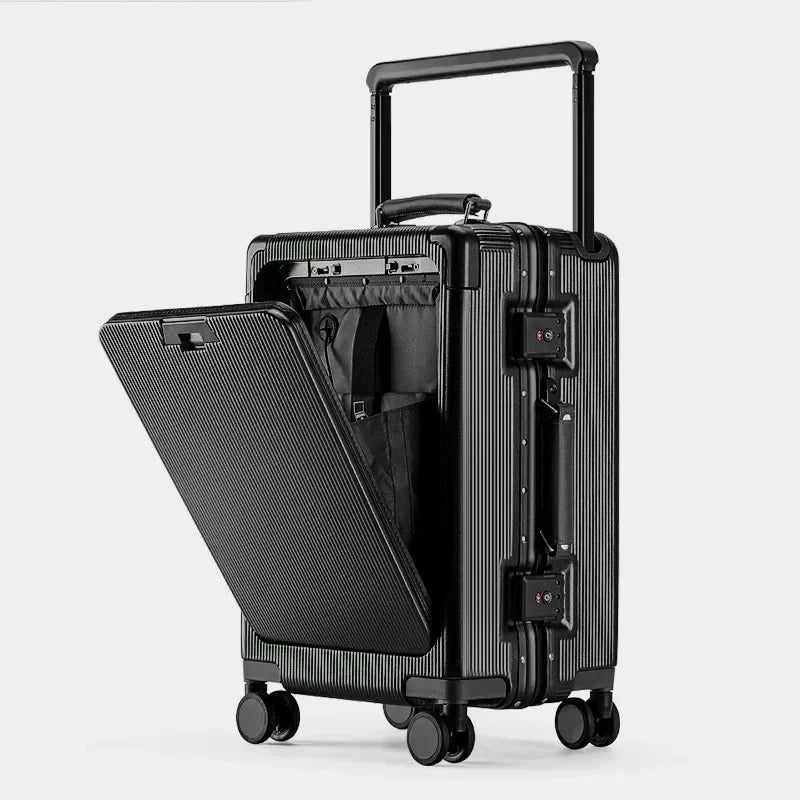 Premium PC Wide Trolley Luggage Front Opening Multi-Functional Women's 20-Inch Boarding Box and Men's 24-Inch Suitcase...