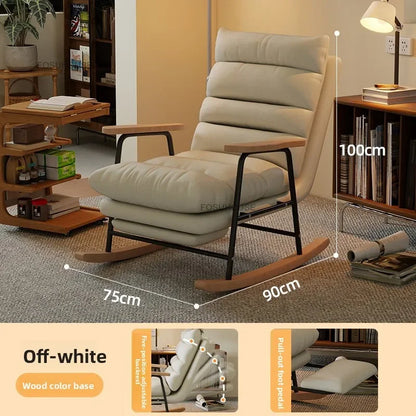 Modern Adjustable Backrest Leisure Living Room Chairs Luxury Rocking Chair for Bedroom Small Apartment Armchair Home Furniture - Kimlud