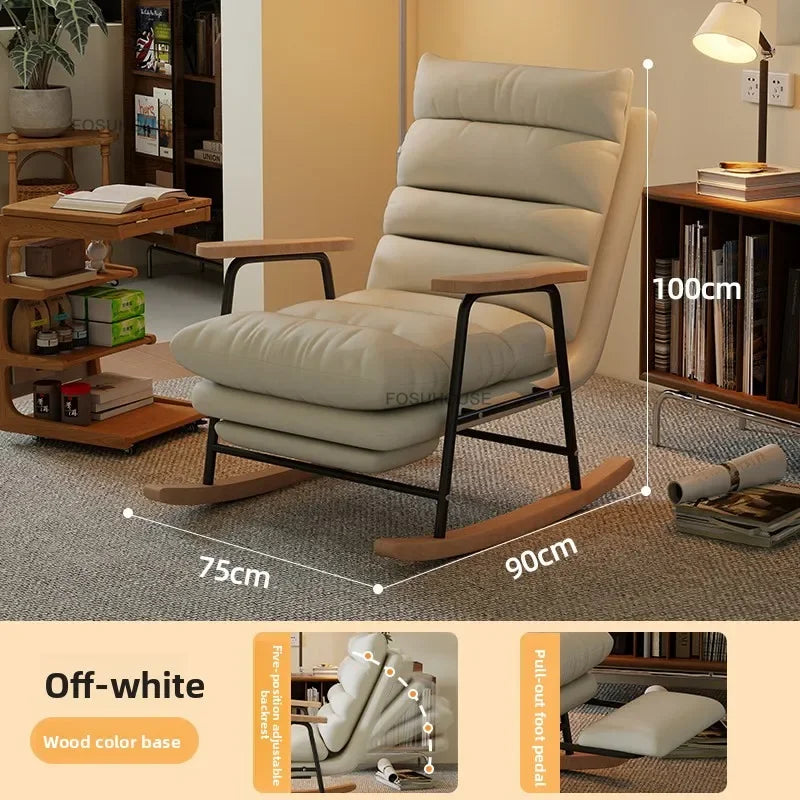 Modern Adjustable Backrest Leisure Living Room Chairs Luxury Rocking Chair for Bedroom Small Apartment Armchair Home Furniture - Kimlud