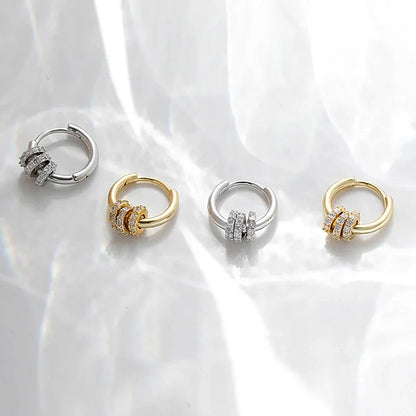 New Authentic 925 Sterling Silver Dainty Small Zircon Inlaid Round Circle Hoop Earrings for Women Gold Earrrings Jewelry...