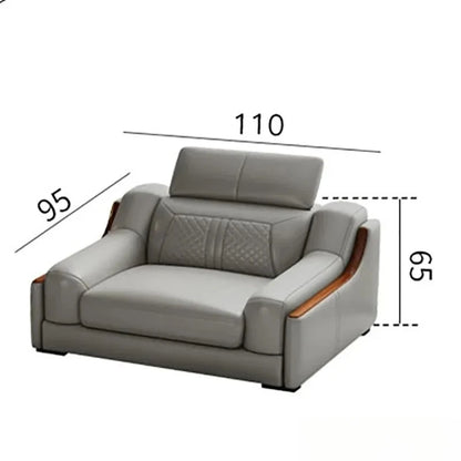Stylish Italian Genuine Leather Sofa for Living Room with Cup Holder, USB, Adjustable Headrests & Bluetooth Speaker -...