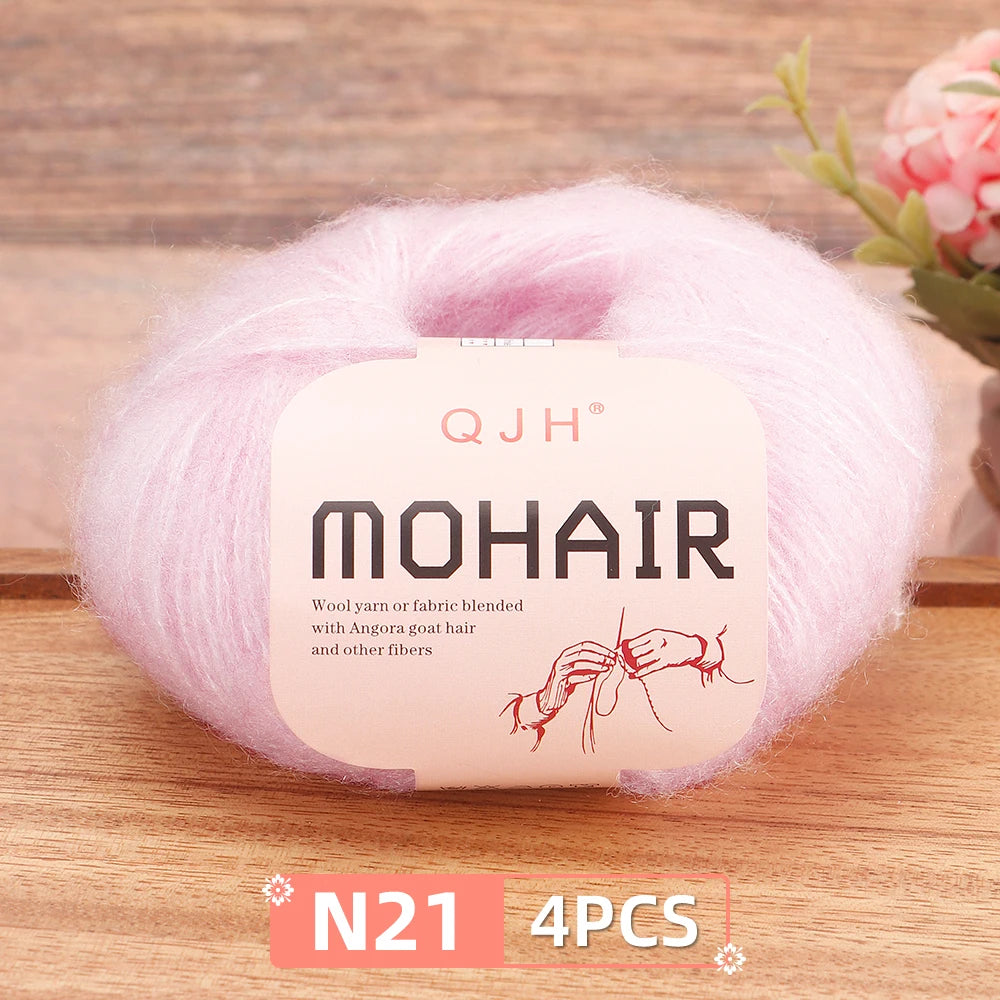 4PCS Multi Color Luxury Mohair Yarn for DIY Knitting & Crochet - Weave Scarves, Shawls,Sweaters,Hats,Shoes...