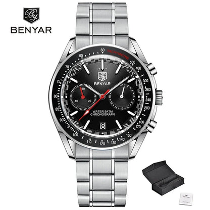 BENYAR Mens Watches Top Luxury Moon Watch For Men Quartz Chronograph Waterproof Military Sports Luminous Clock Reloj Hombre