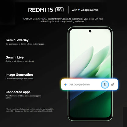 Xiaomi Redmi 15 5G 8+256GB Global Version 6.9“ FHD+ 144Hz 50MP Snapdragon® 6s Gen3 Mobile Platform 7000mAh 33W Side...