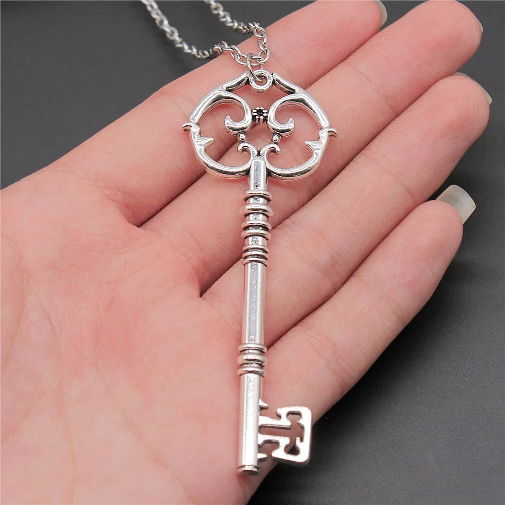 Fashion Vintage 2 Colors 82x31mm Big Key Pendant Necklace For Women Men Long Chain Necklace Jewelry Accessories | Kimlud...