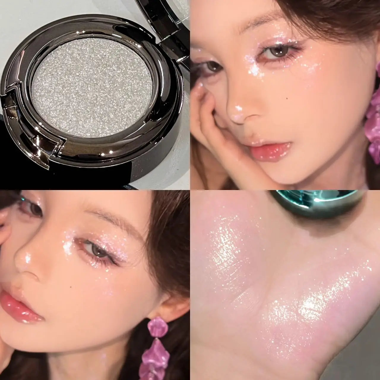 Metallic Glitter Smoked Green Eyeshadow Cream Chameleon Blue Sparkling Shimmer Highlighter Eyeshadow Palette Eye Shadow...