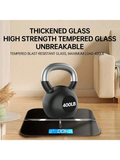 Smart Multi-Function Body Fat & Weight Bathroom Scale with Tempered Glass Wide Platform, 390lbs. For Home, Fitness, Outdoor. - Kimlud