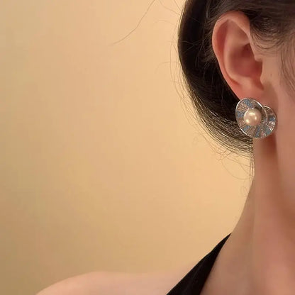 Light Luxury Personalized Elegant Blue Crystal Flower Stud Earrings For Women Fashion Simple Geometry Jewelry Party...