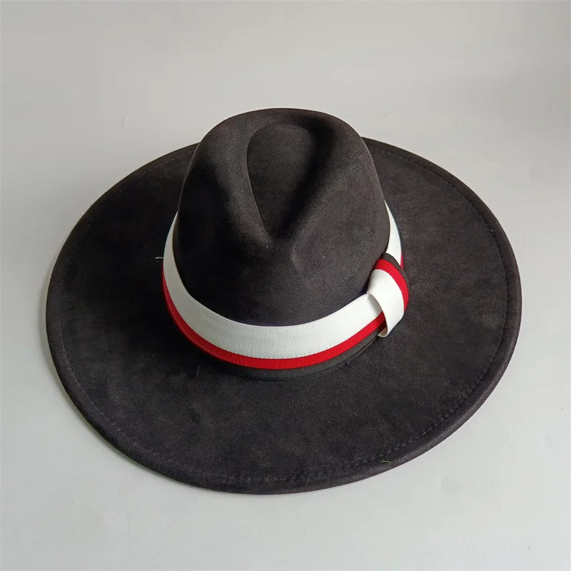 Grayish Brown Suede Hat Wide Brim 2026 NEW Fedora Hat Men Women Autumn Winter Felt Hats Classic Church Fedoras Chapeau...