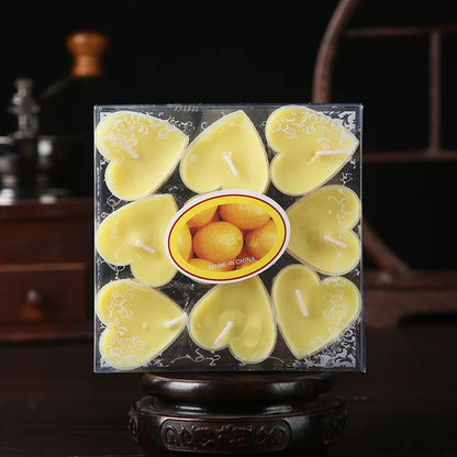 9pcs Heart-Shaped Scented Tea Candles Set Wedding Supplies Romantic Decor Creative Love Candle Marriage Proposals Birthday Gift