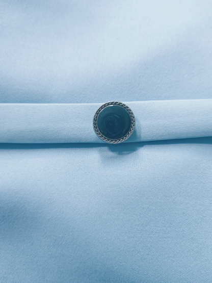 Elegant Solid Color Commute Party Turn-down Collar Boat Neck Back V-neck Belted Mid-Sleeve Gown Dress