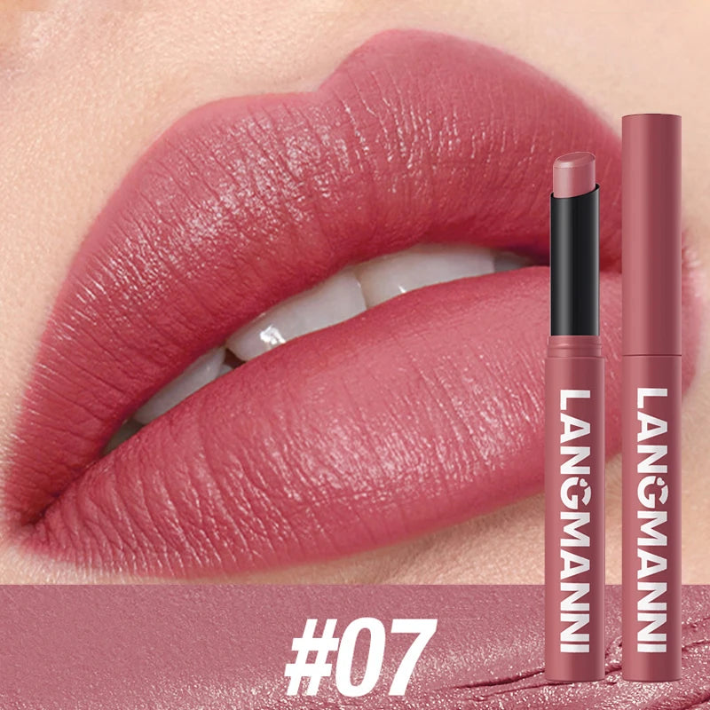 12 Color Matte Lipstick Pencil Waterproof Long Lasting Non-Stick Cup Lip Stain Tint Cosmetic Nude Lipstick Pen Makeup Maquillage