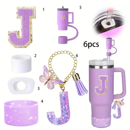 6PCS Cup Accessories Set for Stan ley Cup 40oz tumbler with handle Including Silicone Straw Topper and Boot, Spill Proof Stopper