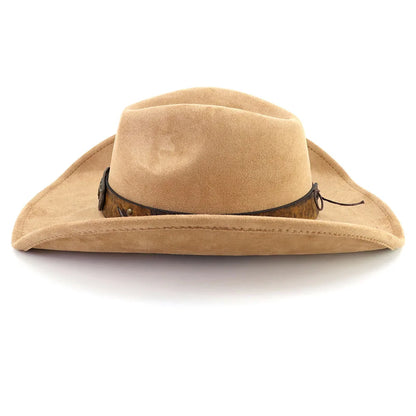 Western Big Brim Cowboy Hat Bull's Head Leather Band Suede Top Hat Outdoor Mens Hats Ladies Party Horse Riding Cowgirl...
