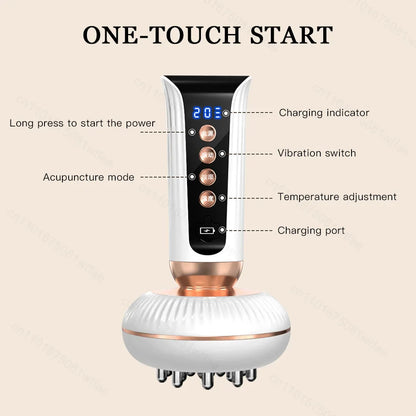 Ems Multifunctional Massage Brush Red Light Heating Waist Back Lymphatic Drainage Massager Meridian Brush Fat Rreducer Scraping