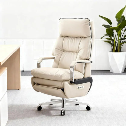Executive Dual Motor Reclining Chair with Footrest, Massage & Pillow Support, Ergonomic PU Leather Desk Chair for Big...