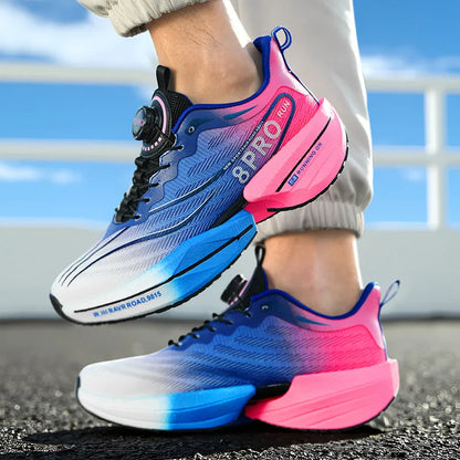 Marathon Carbon Plate Sports Running Shoes Men New Breathable Lightweight Mesh Sport Shoes Women Comfortable Nonskid Sneakers - Kimlud