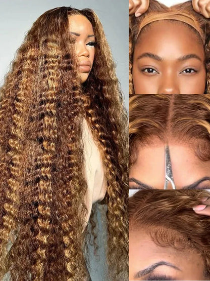 Vietnamese Curly Wigs Highlight Ombre Wear and Go Glueless Wig Human Hair Deep Wave Frontal Wigs 13x4 13x6 HD Lace Frontal Wigs