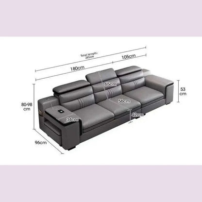 Large Apartment Chaise Leather Sofa Combination Set Modern Light Luxury Living Room Sofas Creative Office Comfortable Large Sofa
