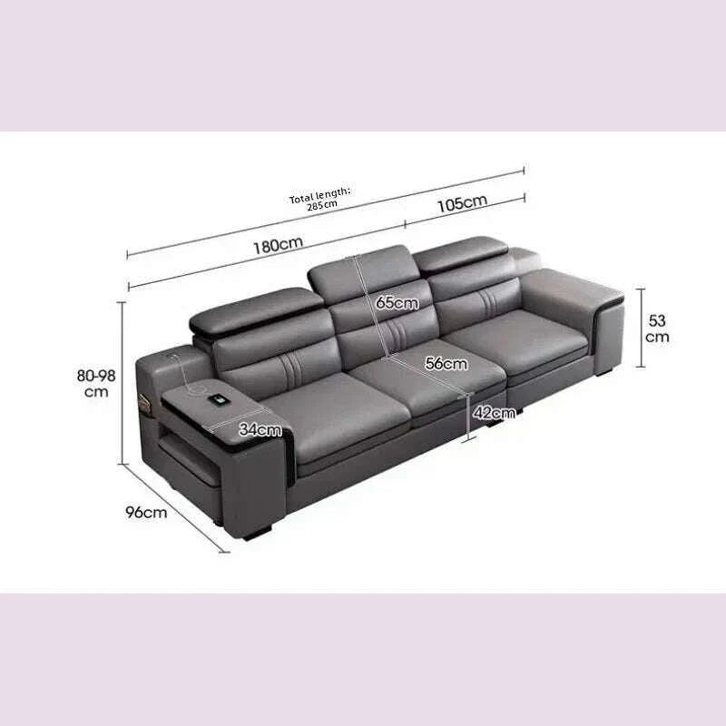 Large Apartment Chaise Leather Sofa Combination Set Modern Light Luxury Living Room Sofas Creative Office Comfortable Large Sofa