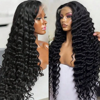 250 Density Deep Wave 13x4 Lace Front Human Hair Wigs Virgin Hair Wig Transparent Glueless Lace Frontal Wig Human Hair Lace Wigs