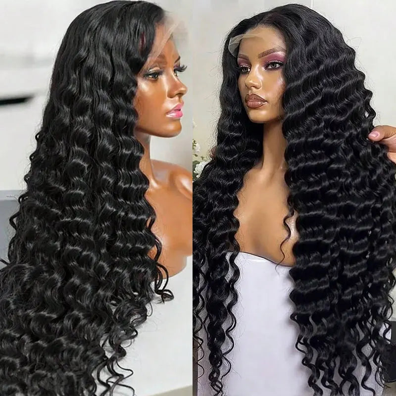 250 Density Deep Wave 13x4 Lace Front Human Hair Wigs Virgin Hair Wig Transparent Glueless Lace Frontal Wig Human Hair Lace Wigs