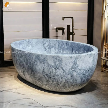 Custom Grey Stone Round Marble Natural Graphic Design Modern Freestanding Bath Tub Bathtub for Sale